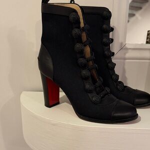 Christian Louboutin Black and Red Heeled Boots